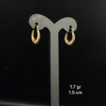 Arracada camarón hueca con diseño lateral oro 10kilates