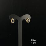 Arete con circonia color azul corte pera oro 10kilates