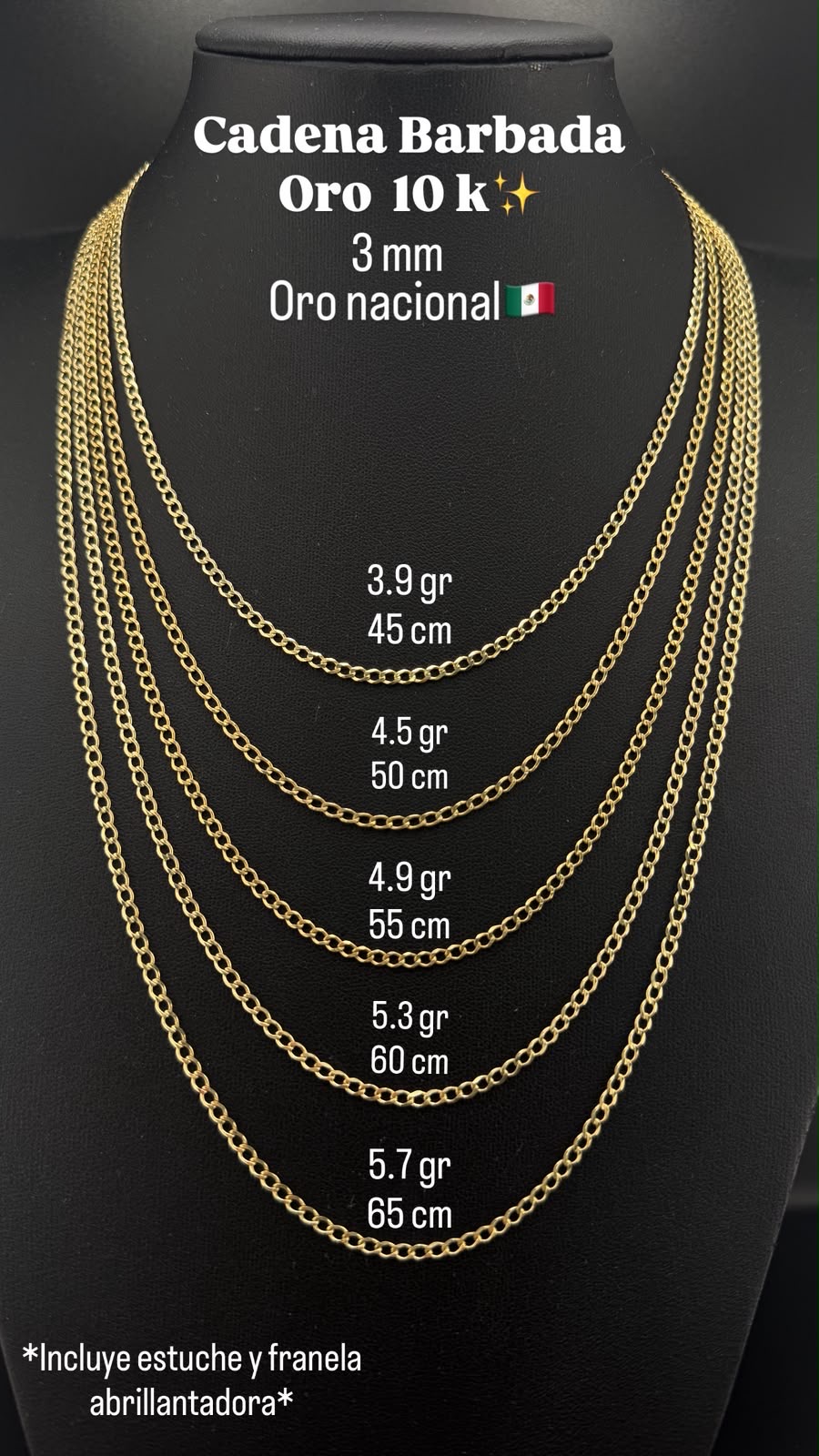 Cadenas eslabón Barbado oro nacional 10kilates